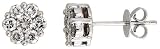 14k White Gold 1/4 (7mm) tall Flower Earrings, w/ 1.00 Carat Invisible Diamonds