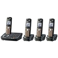 Panasonic KX TG6444PK - Cordless phone w/ call waiting caller ID and answering system - DECT 6.0 - black metallic + 3 additional handset(s)