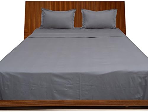 Full XXL PrasadCollections 500TC Tailored Finish 100% Egyptian Cotton Silver Grey Solid Elegant Finish 4PCs WaterBed Sheet Solid(Pocket Size: 22 inches)