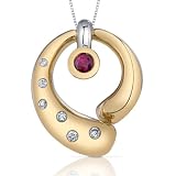 18 Karat Yellow Gold 0.43 carats Contemporary Ruby and G Color VVS Clarity Diamond Slider Pendant