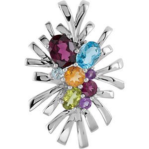 Genuine IceCarats Designer Jewelry Gift Sterling Silver Genuine Multi-Color Gemstone Pendant.