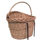 BIKE/BICYCLE HANDLEBAR MOUNT WICKER SHOPPING BASKET WITH CARRY HANDLE