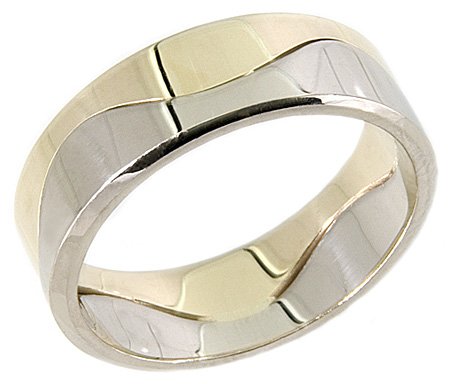 417SWisQEjL 14K Two Tone Gold Unique Design Comfort Fit Wedding Band Ring
