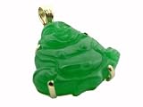 Green Jade Buddha Pendant with Gold Back Outline, 14k Gold