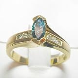 14K Blue and White Diamond Ring