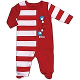 Bumkins Dr. Seuss Footed Sleeper, Red Stripe, 3 Months