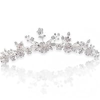 Bling Jewelry Bridal Rhinestones Flower and Leaves Tiara Comb