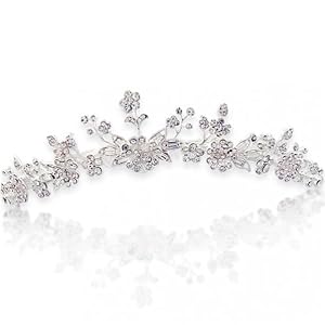 Bling Jewelry Bridal Rhinestones Flower  Leaves Tiara Co