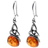 Certified Genuine Honey Amber and Sterling Silver Oval Earrings