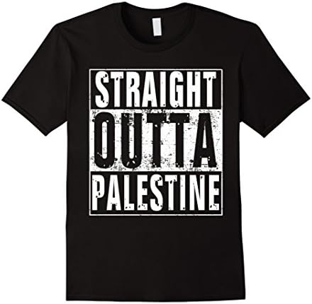 Men's Straight Outta Palestine Shirt Tee T-Shirt (FULL COLORS) Medium Black
