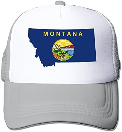MAHN Montana Outline Flag Map Snapback Mesh Trucker Hat Ash One Szie With Unisex