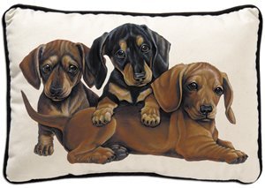 Fiddler's Elbow Dachshund Puppies Leslie Anderson Designer Decorative Dog Pillow