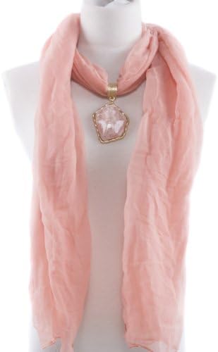 4 Season Wrap Light Weight Women Fashion Scarf Jewelry Necklace Resin Pendant