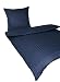 Kinzler B-02567/81 Baumwoll-Satin Bettw&auml;sche Dobby Stripe 2-teilig, 80 x 80 cm und 155 x 220 cm marine