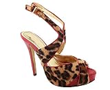 LEOPARD PEEP TOE STRAPPY PLATFORM