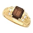 14K Yellow Gold Smoky Quartz and Diamond Ring