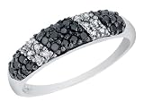 Black and White Diamond Ring 1/3 Carat (ctw) in 14K White Gold