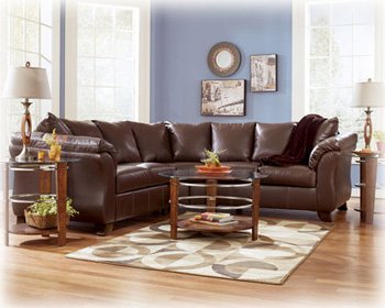 San Marco Durablend Bark Brown Leather Like Sectional