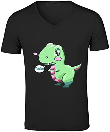 Likeu Angry Cute Dinosaur Yawgh Men V Neck Customized Tees Black