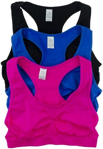 3 Pack: Light Support Light Workout Seamless Nylon Spandex Sports Bra