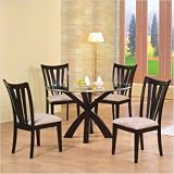 Delta 6 Piece Round Dining Table with Cushion Side Chair in Rich Cappuccino