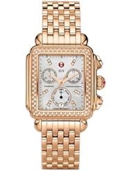 Michele Watches, Womens Signature Deco Rose Gold Diamond, Diamond Dial
