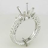 0.53 CT TW DIAMOND ANTIQUE STYLE ENGAGEMENT RING SETTING MADE IN PLATINUM