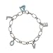 Aquamarine Cubic Zirconia LOVE Letters and Journey Heart Platinum Overlay Sterling Silver Charm Bracelet 7.5"