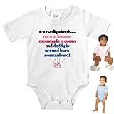 Knit Baby Infant Bodysuit Onesie - 5.5oz.100% Cotton Jersey Knit - with 3 snap bottom in White Light Pink or Baby Blue I'm a princess mommy a queen and daddy is around here somewhere