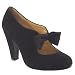 Womens Black Suede Front Bow Detail Court Shoes
