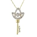 10K Two-Tone Diamond Key Pendant Necklace