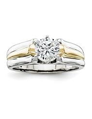 14k Two-tone Peg Set Solitaire Ring Semi-Mounting, No Center Stone Included