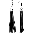 Black Leather Tassel Earrings