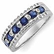 14kt White Gold Enchanting Blue Sapphire and Diamond Anniversary Band