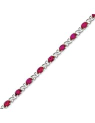 Sterling Silver 7 Inch Ruby Color CZ Bracelet - 7 Inch