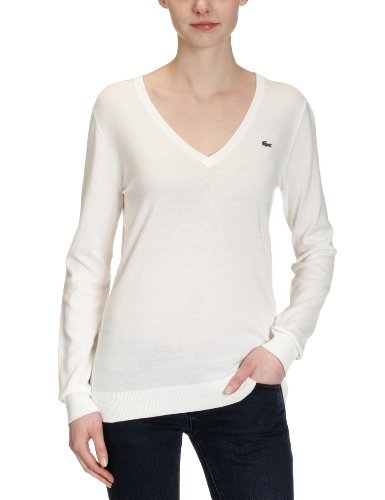 Lacoste Damen Pullover AF1349-00, Gr. 44, Elfenbein (70V)