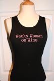 Black Embroidered Beater Style Tank Top Wacky Woman on Wine