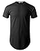 URBANCREWS Mens Hipster Hip Hop Basic Longline Crewneck T-shirt BLACK LARGE