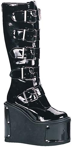 TRANFORMER-800 Black Patent Knee-Hi 5.5" Platform Boot w/Interchangeable Pieces