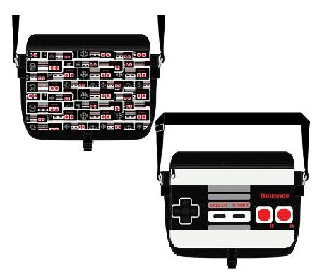 Nintendo Controller Logo Video Game - Men's Black Messenger Shoulder Retro Bag