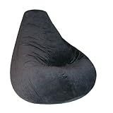 Print and Plush Black Extra Large Size Bean Bag Chair By Elite Furniture