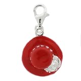 Ryssa Collection 925 Sterling Silver Enameled Charm with lobster clasp - Ladies Sunday Hat