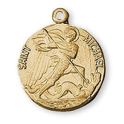 12K Gold Filled Saint Michael Medal and 18-inch Chain