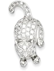 Sterling Silver CZ Cat Pin.