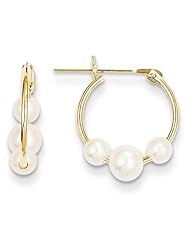 MadiK® Kids 14k Yellow Gold Polished Moveable Pearl Hinged Hoop Earrings