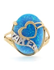14k Gold Heart Taken Sky Blue Lab Opal Unique Ring