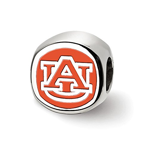 Sterling Silver LogoArt Official Licensed Collegiate Auburn University (AU) Primary Cushion Shaped Logo Bead