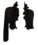 eVogues Plus size Cropped Ruffled Shawl Shrug Bolero Black