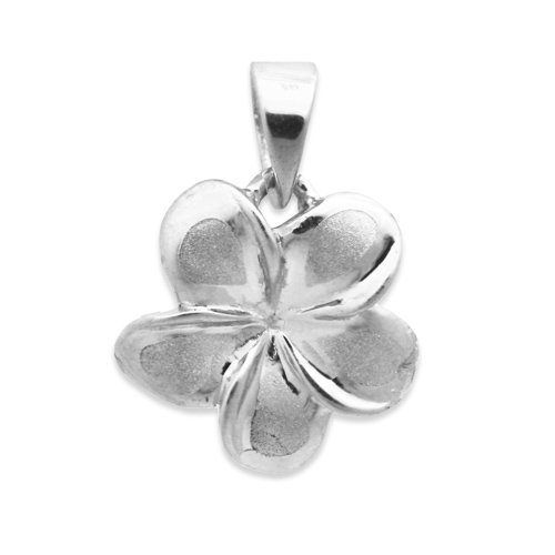 Plumeria Necklace Pendant in 14K White Gold-11mm