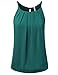 JJ Perfection Women's Round Neck Front Pleated Chiffon Tank Top Jade 3XL